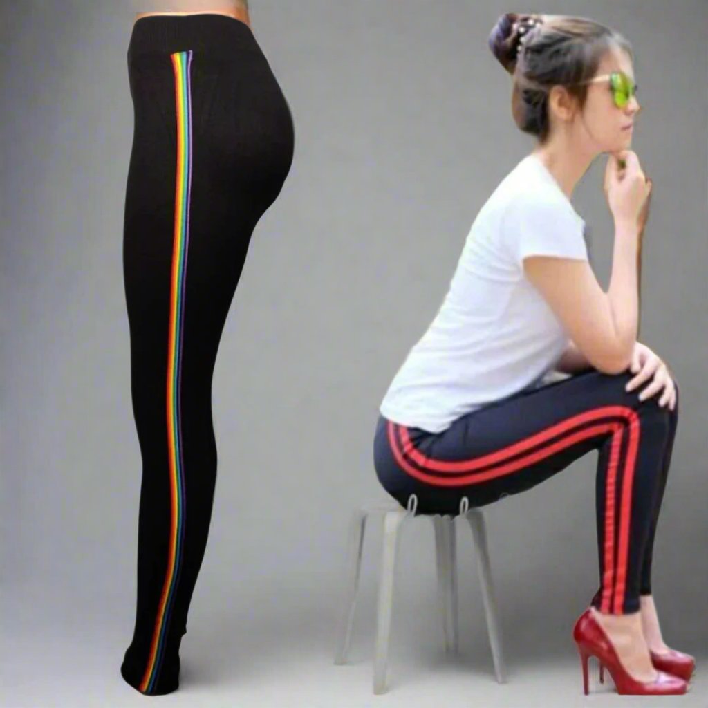 Designed Cotton Spandex Black Jeggings for Women.
Color: Black  with Red stripe
Size: 28, 30, 32, 34
Fabric: Cotton Spandex
Type: Jeggings
Style: Self Design
Design Type: Mid Rise
Fit Type: Slim Fit
Waist: 28.0 - 34.0 (in inches)
These black jeggings are made from a comfortable cotton spandex blend, providing a soft and stretchy fit. Designed specifically for women, these jeggings are stylish and versatile, making them the perfect addition to any wardrobe. Elevate your fashion game with these